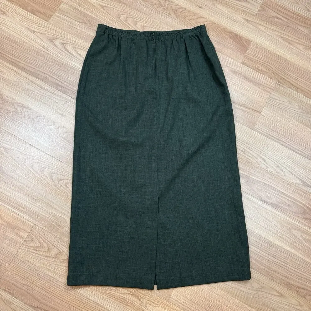 Womens Vintage Skirt Maxi Midi Green Sag Harbor 90s Size 12 Petite Dark Academia